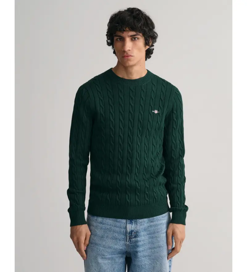 per uomo. 8050601 Maglione girocollo verde (S), Casual, Cotone