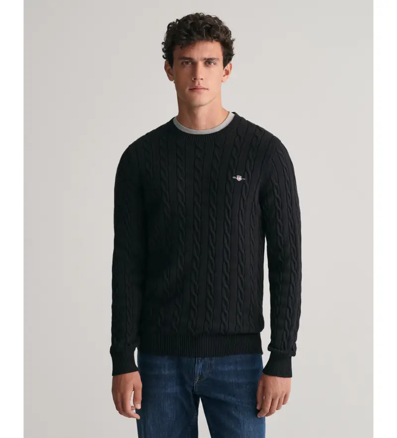 per uomo 8050601 Maglione nero a collo rotondo (XL), Casual, Cotone