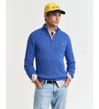 per uomo 8050603 Maglia mezza zip Blue Cable (XL), Casual, Cotone, Manica lunga Blu