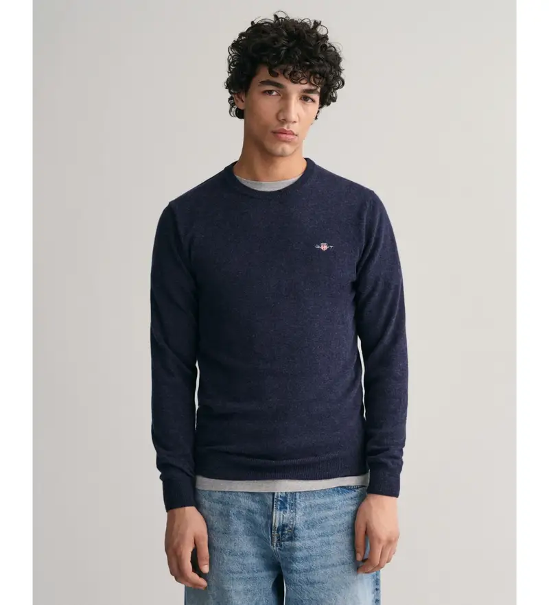 per uomo 87211 Maglione girocollo blu scuro (S), Casual, Lana, Navy