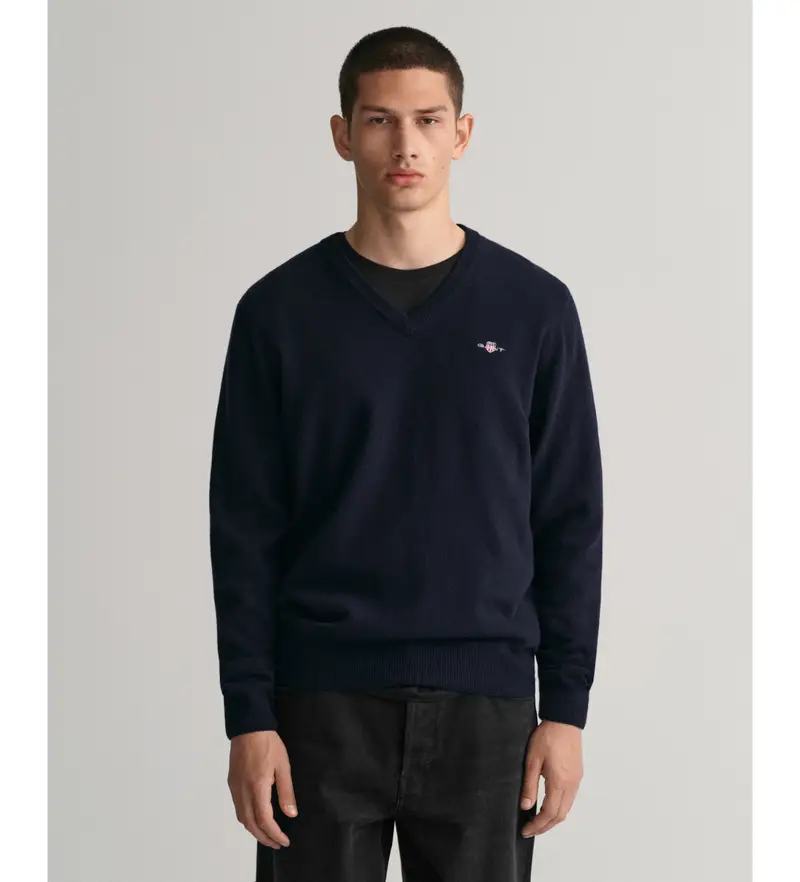 per uomo 87212 Maglione blu scuro con scollo a V (S), Casual, Lana, Manica lunga, Navy