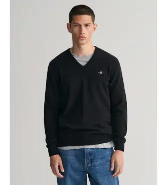 per uomo 87212 Maglione nero con scollo a V (XL), Casual, Lana