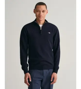 per uomo 87213 Maglione blu scuro con mezza zip (M), Casual, Lana, Manica lunga, Navy