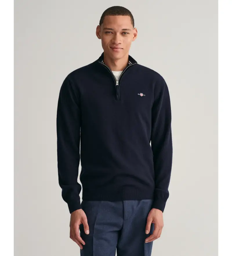 per uomo 87213 Maglione blu scuro con mezza zip (XXL), Casual, Lana, Manica lunga, Navy