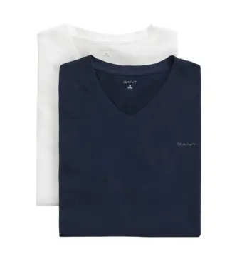 per uomo 900012018 Set di 2 magliette blu scuro con scollo a V, bianche (S), Bianco, Homewear, Cotone, Manica corta, Navy