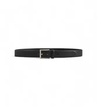 per uomo 9940155 Cintura classica in pelle nera (85 cm), Nero, Casual Argento