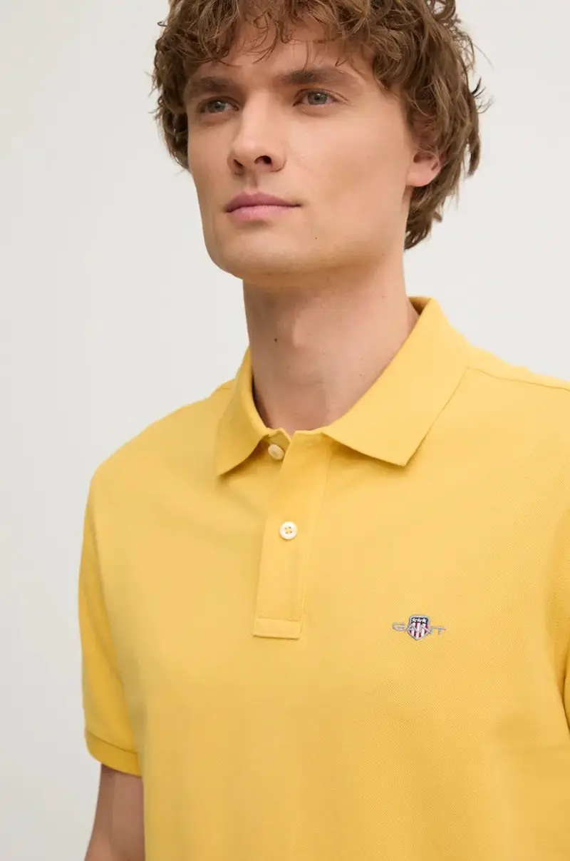 polo in cotone colore giallo miniatura 4