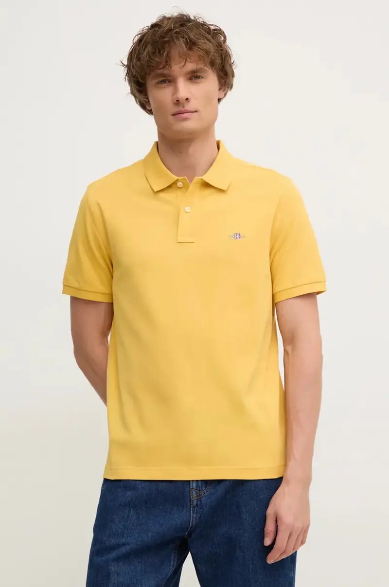 polo in cotone colore giallo