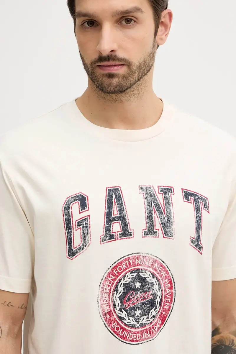Gant T-shirt Uomo Beige 3765257 miniatura 4