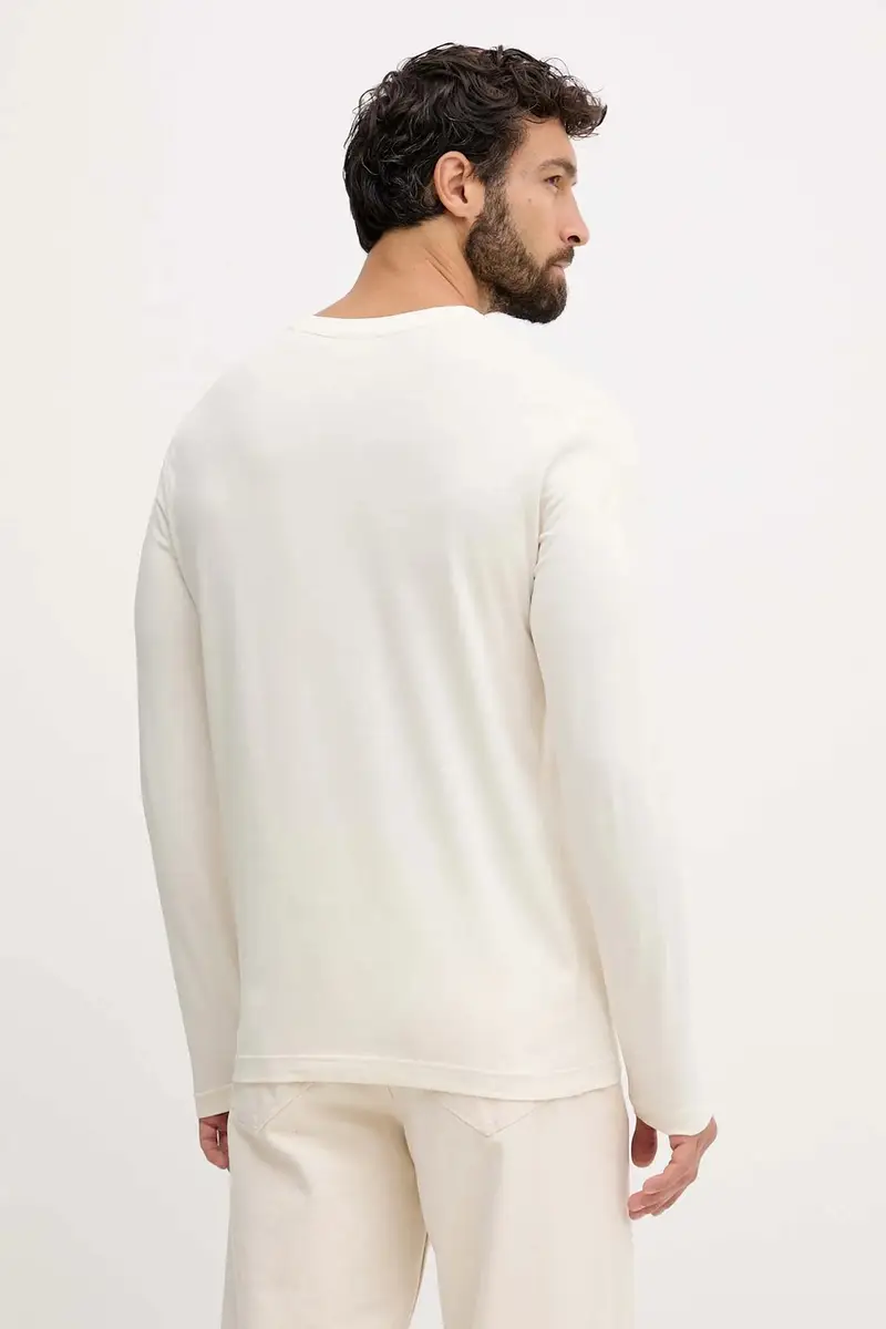 top a maniche lunghe in cotone colore beige 2003369 miniatura 3