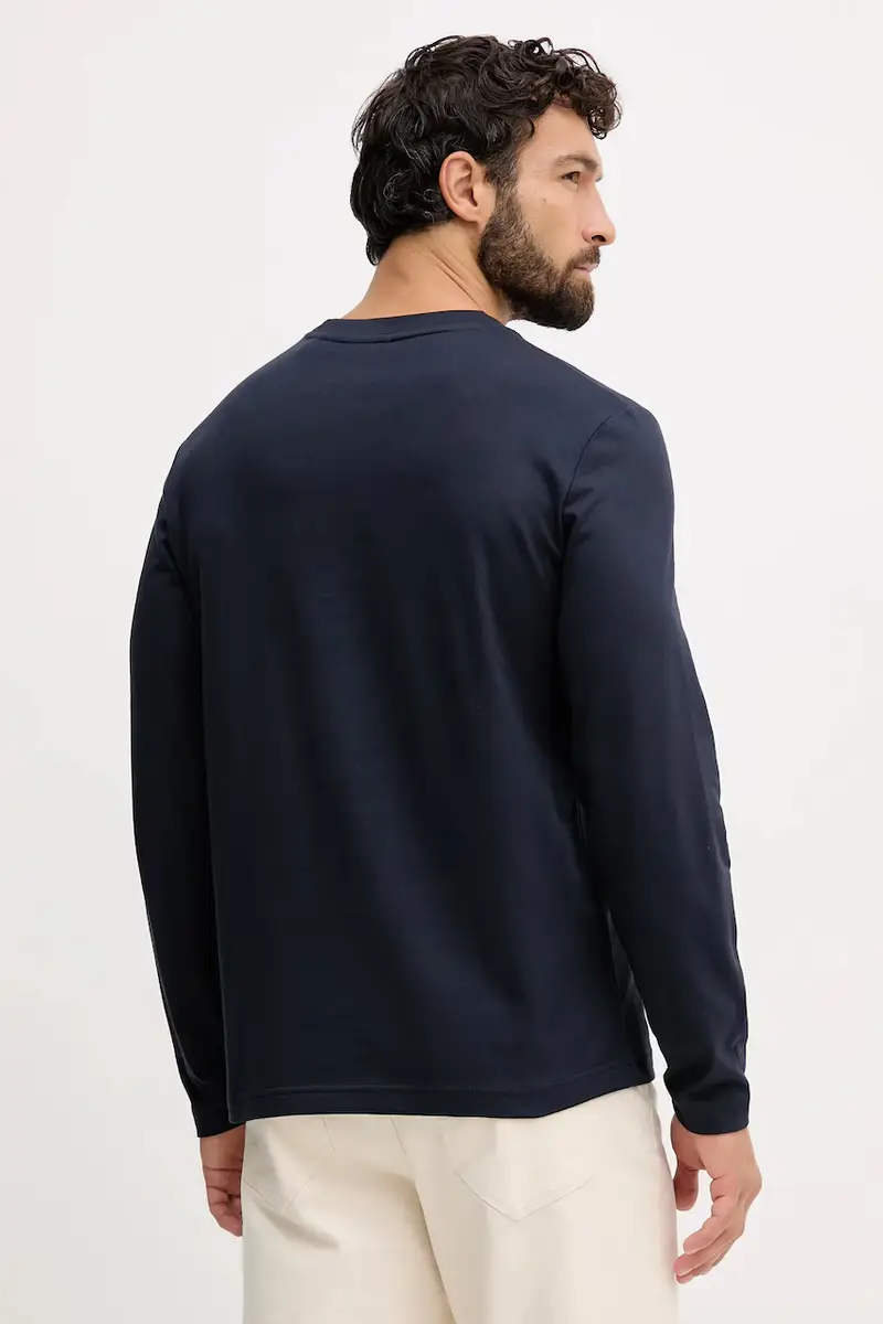 top a maniche lunghe in cotone colore blu navy con applicazione 2003363 miniatura 3