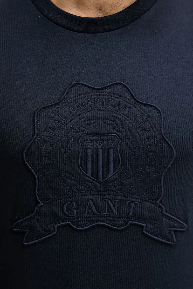 top a maniche lunghe in cotone colore blu navy con applicazione 2003363 miniatura 5