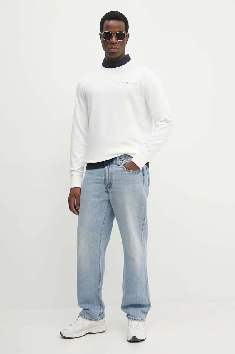 top a maniche lunghe in cotone colore blu navy con applicazione 2230 miniatura 2