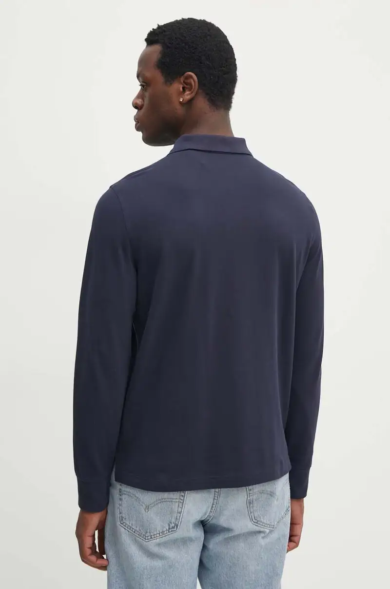 top a maniche lunghe in cotone colore blu navy con applicazione 2230 miniatura 3