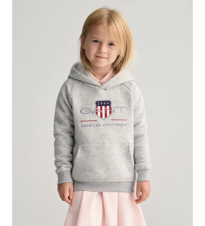 unisex per bambino 806784 Felpa con cappuccio grigia con scudo d archivio (2años= 92cm), Casual, Grigio, Cotone, Manica lunga, moda pe