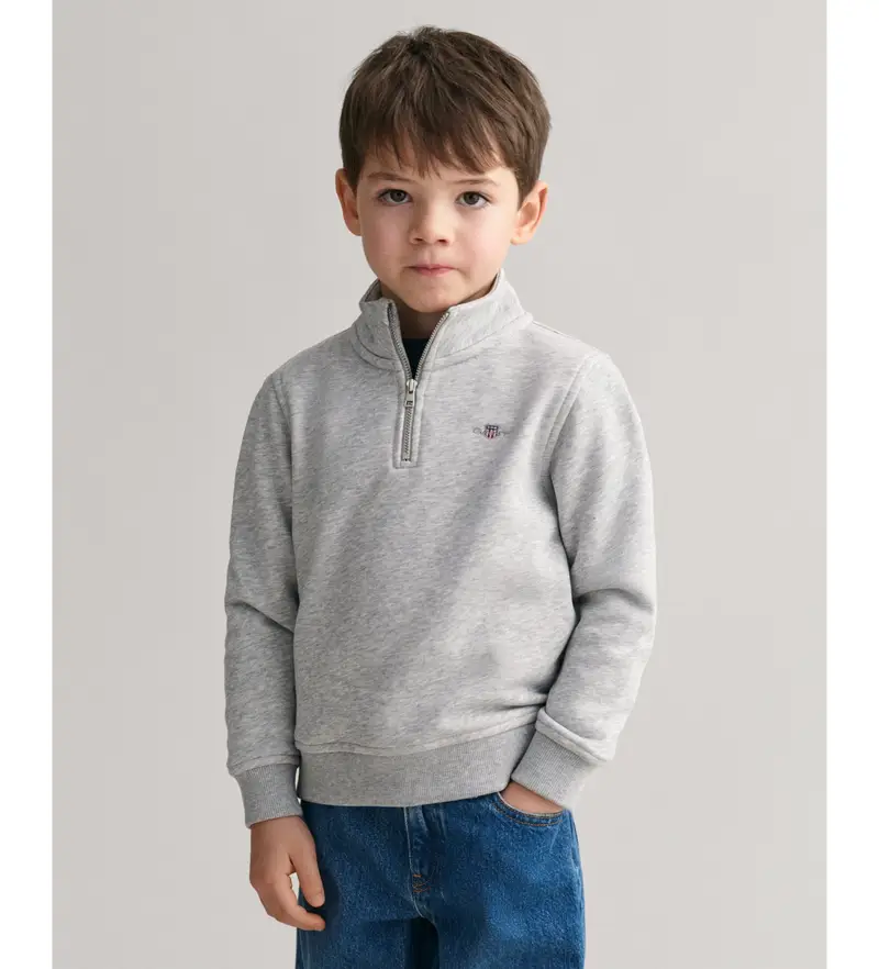 unisex per bambino 806795 Felpa con mezza zip grigia Shield (7/8años= 122/128cm), Casual, Grigio, Cotone, moda per bambini