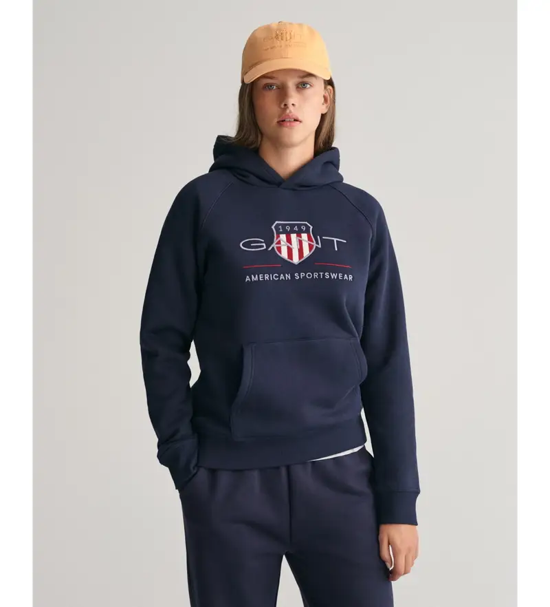 unisex per bambino 906884 Felpa con cappuccio con scudo d archivio blu scuro (9/10años= 134/140cm), Casual, Cotone, Manica lunga, Navy