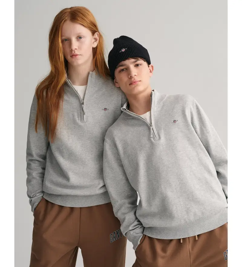 unisex per bambino 984046 Maglione con mezza zip in cotone grigio Shield (13/14años= 158/164cm), Casual, moda per bambini