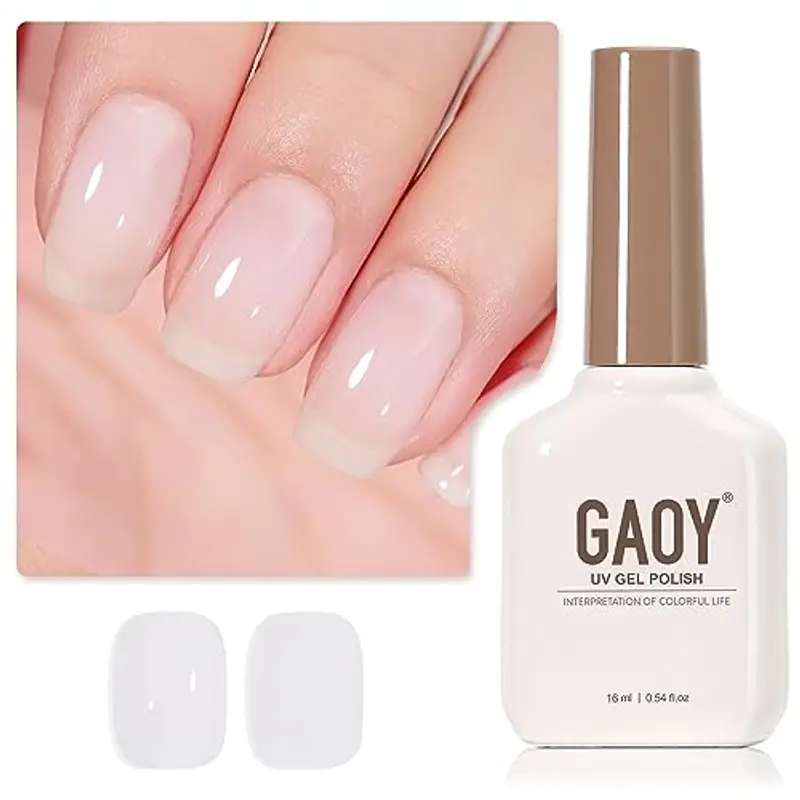 GAOY Smalto gel bianco latte, 16 ml nude colore, soak off asciugatura con luce UV per nail art, manicure fai da te a casa,colore 1482, Milky White