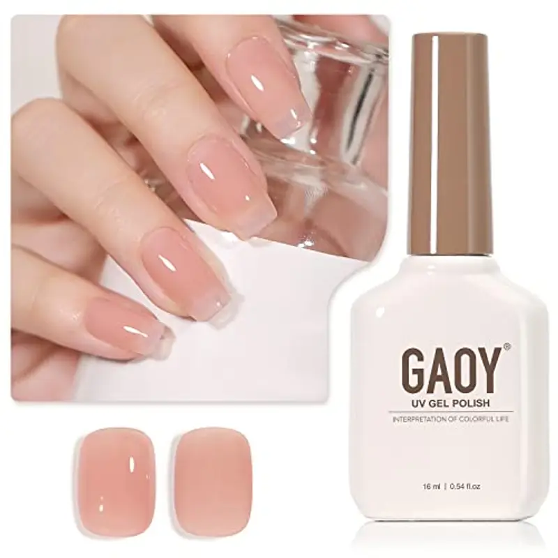 GAOY Smalto Gel Nudo, 16ml Gel Gel Rosa Naturale Traslucido 1301 UV Light Cure Gel Polish per Nail Art Manicure e Pedicure fai-da-te a Casa