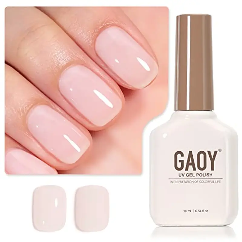 GAOY Smalto Gel Rosa Chiaro, 16ml Gel Latteo Bianco Pesca Traslucido 1352 UV per la Cura della Luce per Nail Art Manicure e Pedicure Fai da Te a Casa