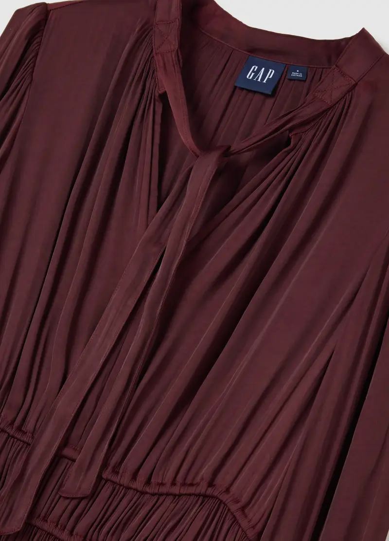 Abito Lungo In Tessuto Fluido, Donna, Rosso miniatura 3