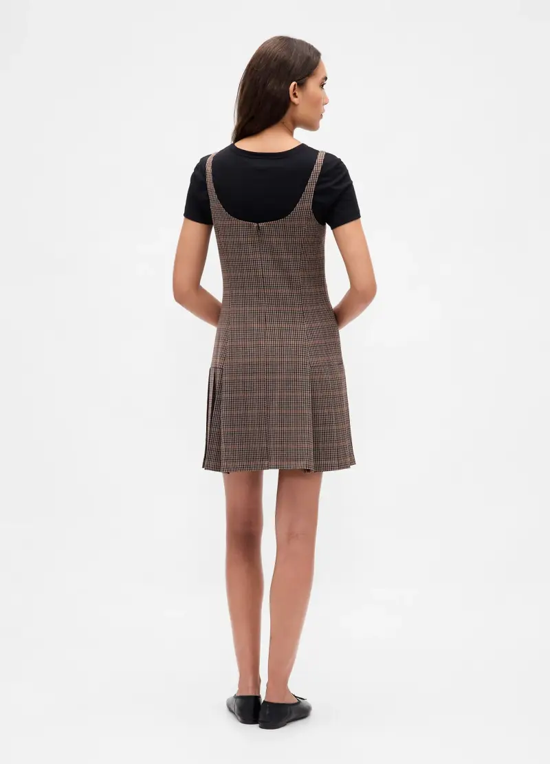 Abito Marrone A Quadri Con Dettaglio Check, Donna, Marrone miniatura 2