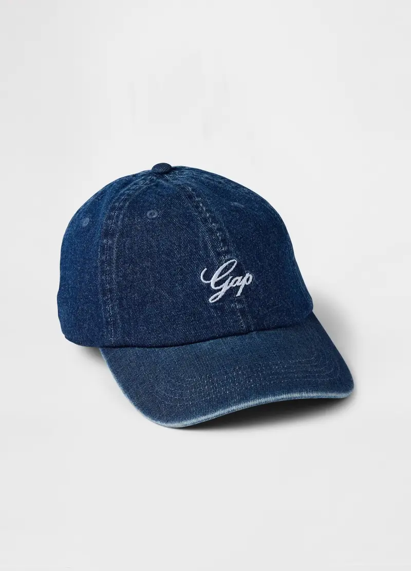 GAP, Berretto Da Baseball In Denim Con Ricamo Logo, Uomo, Denim, Taglia: TAGLIA UNICA