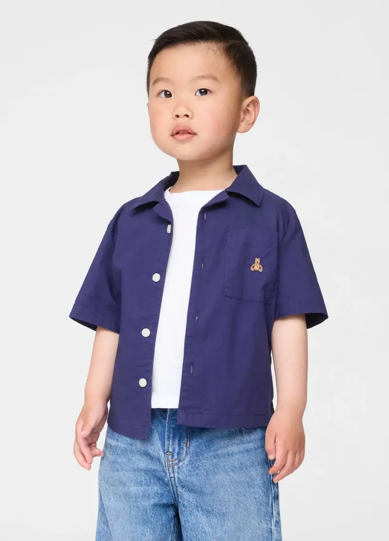 Camicia a maniche corte, , Blu