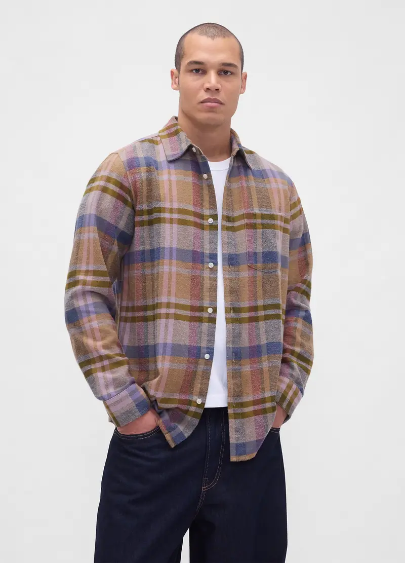 Camicia A Maniche Lunghe In Cotone, Uomo, Multicolor