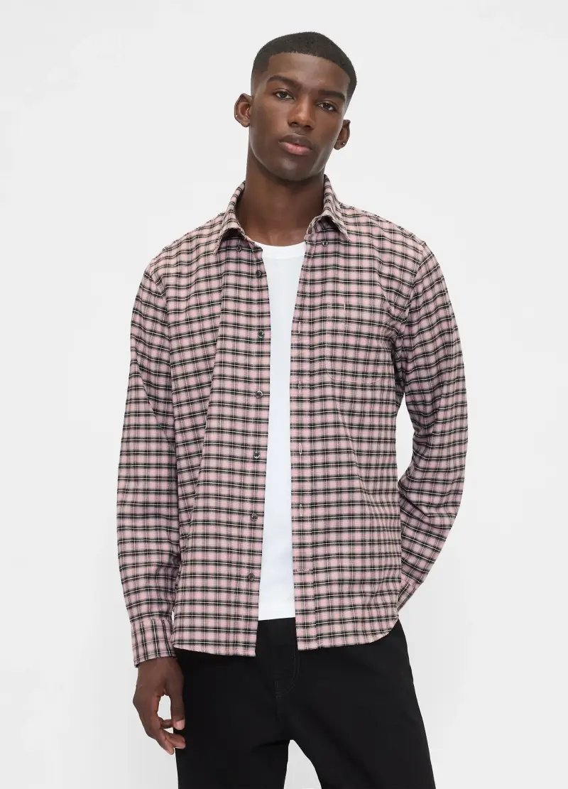 Camicia A Quadri Elasticizzata, Uomo, Multicolor