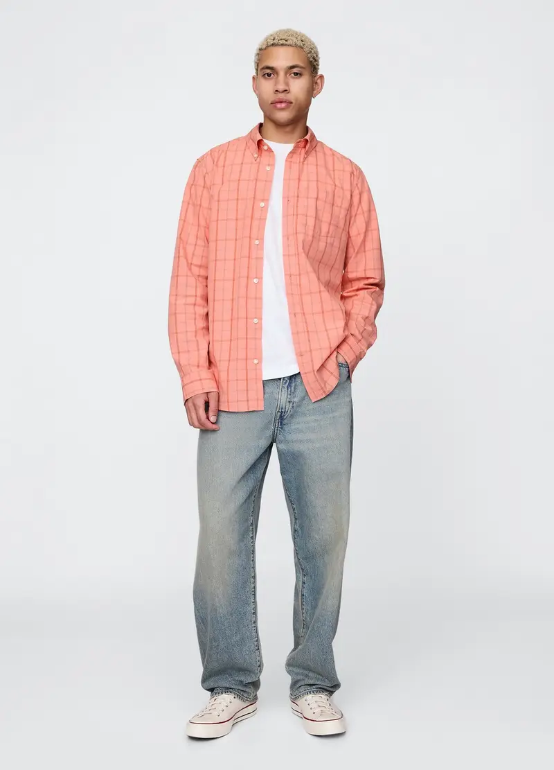 Gap Camicia A Quadri In Cotone Rosa Uomo miniatura 2