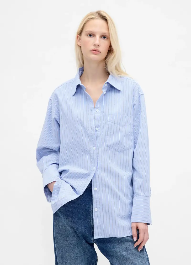 Camicia Azzurra In Puro Cotone, Donna, Azzurro