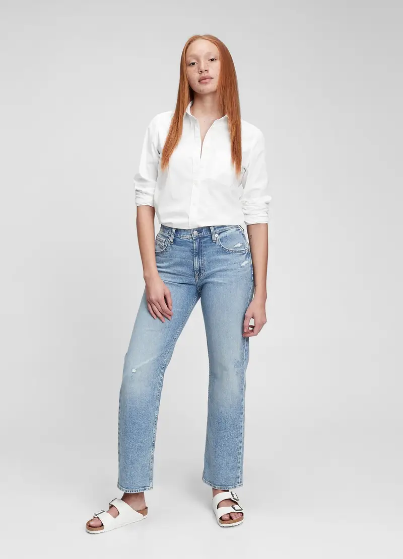 GAP, Camicia In Cotone Con Tasca, Donna, Bianco, Taglia: XS