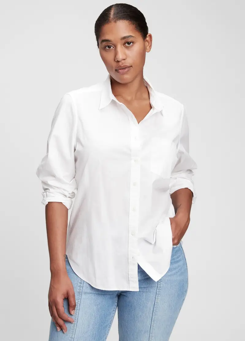 GAP, Camicia In Cotone Con Tasca, Donna, Bianco, Taglia: XS miniatura 3