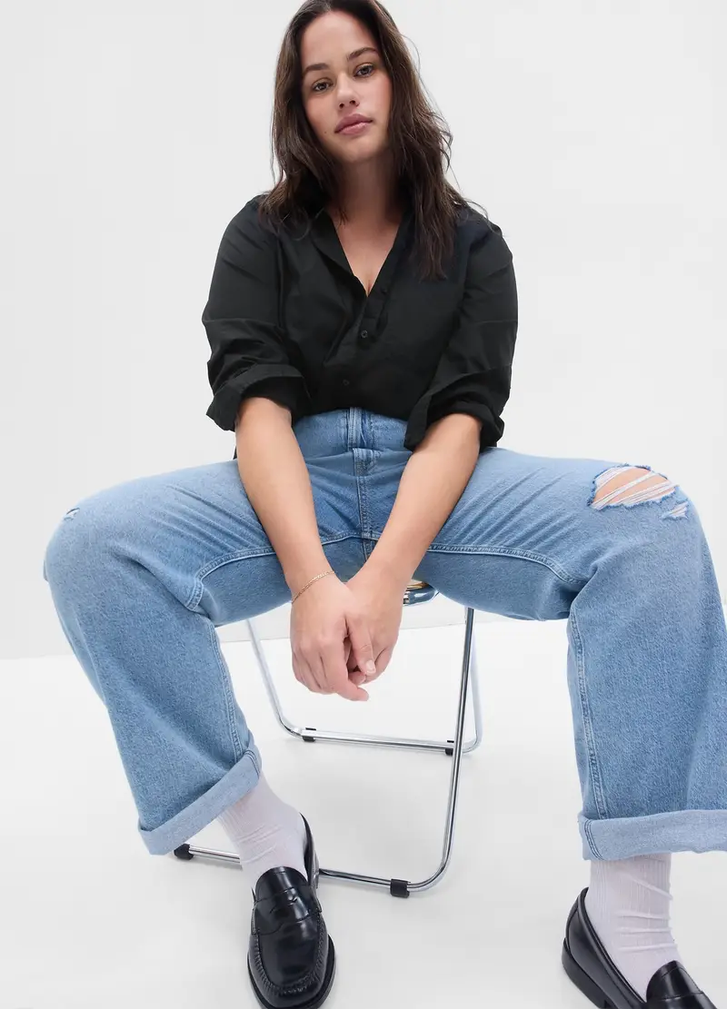 GAP, Camicia In Cotone Con Tasca, Donna, Nero, Taglia: XS