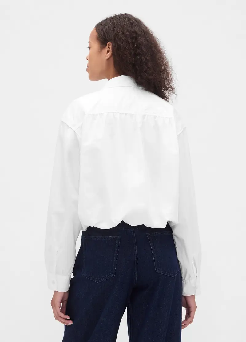 , Camicia In Cotone, Donna, Bianco miniatura 2