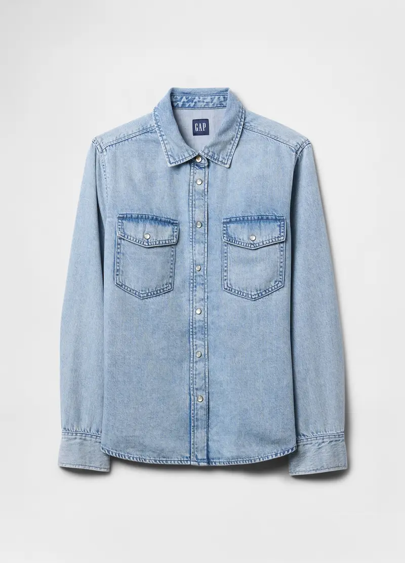 GAP, Camicia In Denim Con Bottoni A Pressione, Donna, , Taglia: XS miniatura 3