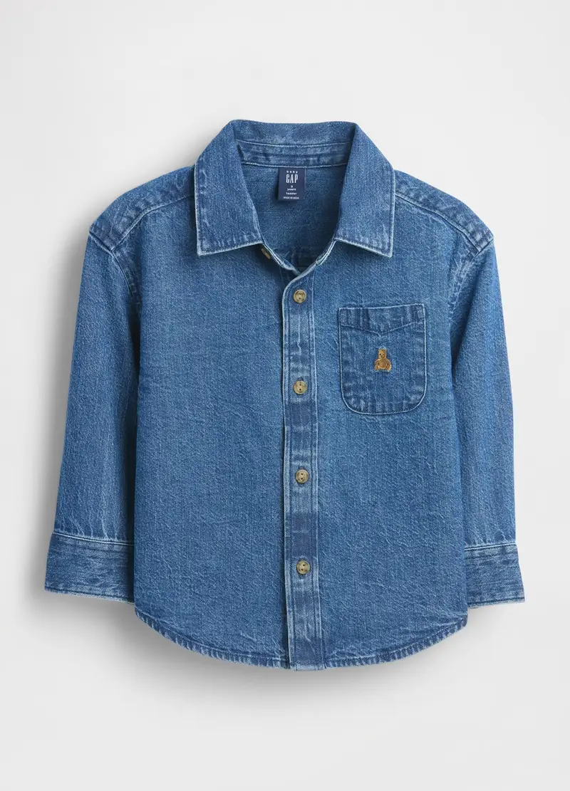 Camicia in denim con maniche lunghe, Bambino, Lavaggio medio