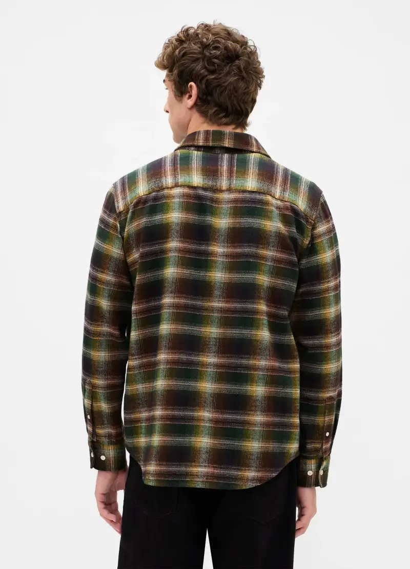 Camicia Multicolor A Maniche Lunghe In Puro Cotone, Uomo, Nero miniatura 2