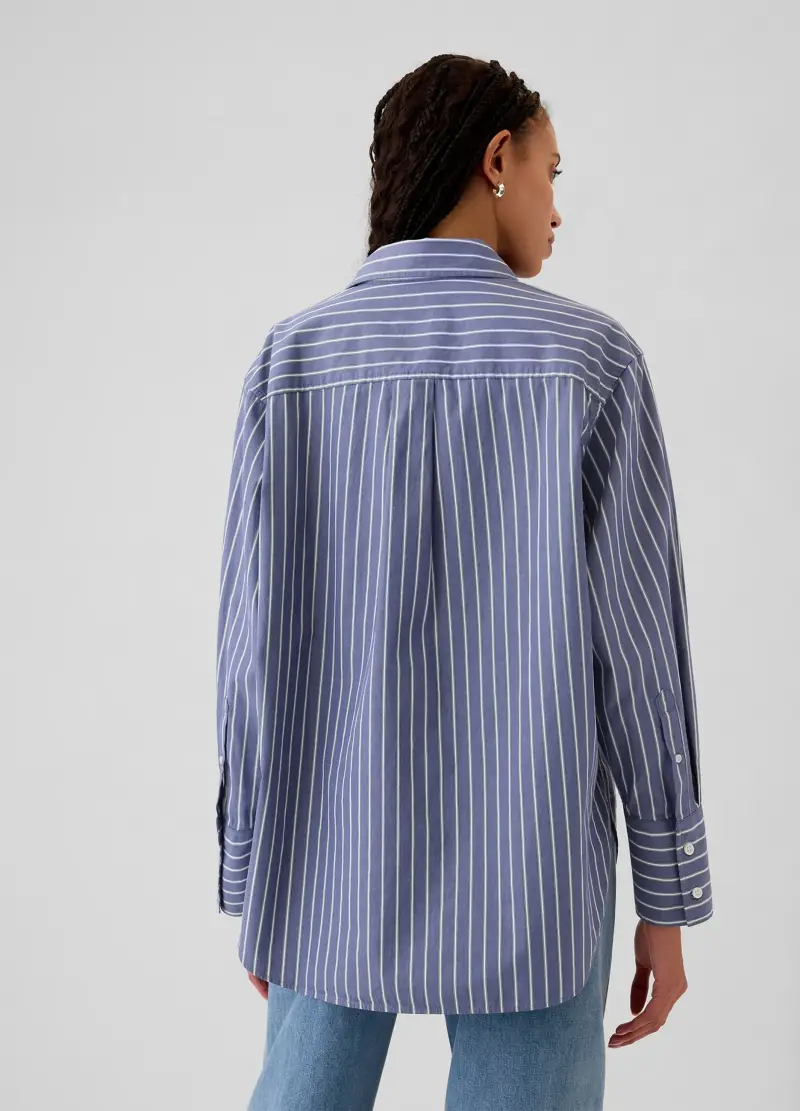 , Camicia Oversize A Righe, Donna, Azzurro miniatura 3