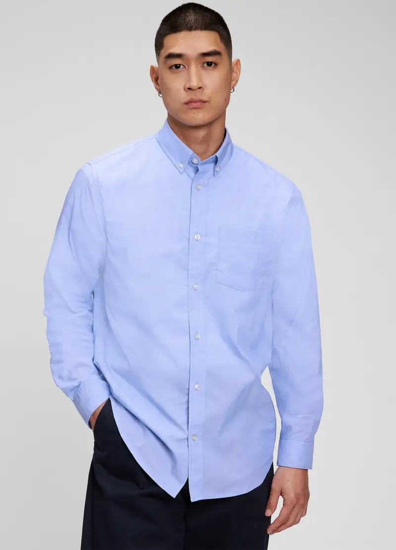 Camicia Regular Fit In Tessuto Coolmax®, Uomo, Azzurro