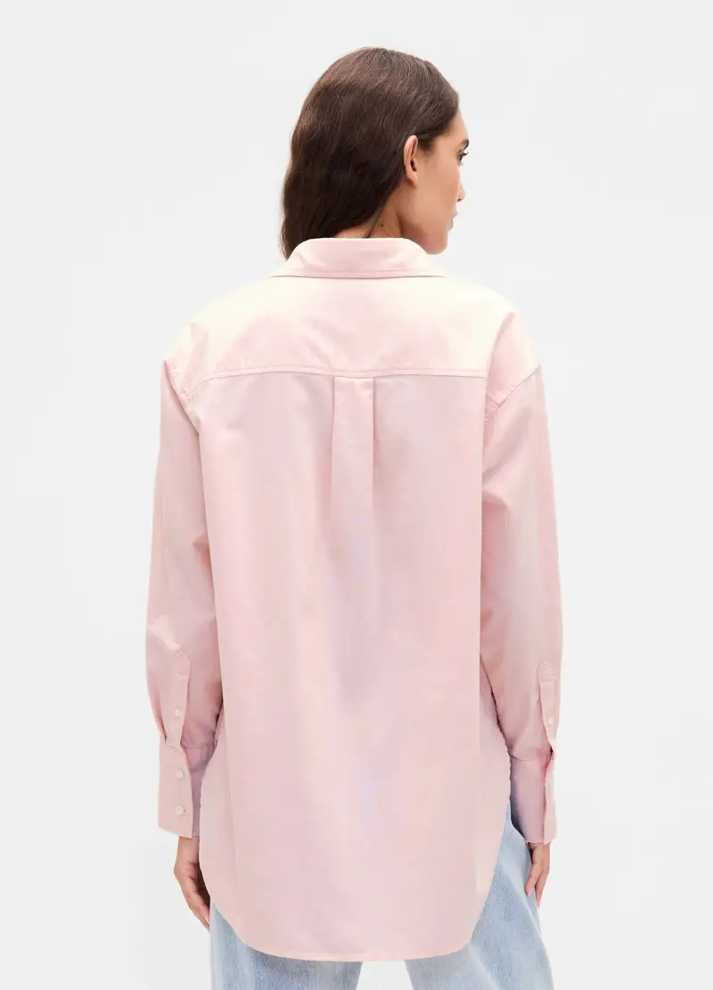 Camicia Rosa In Cotone A Maniche Lunghe, Donna, Rosa miniatura 2