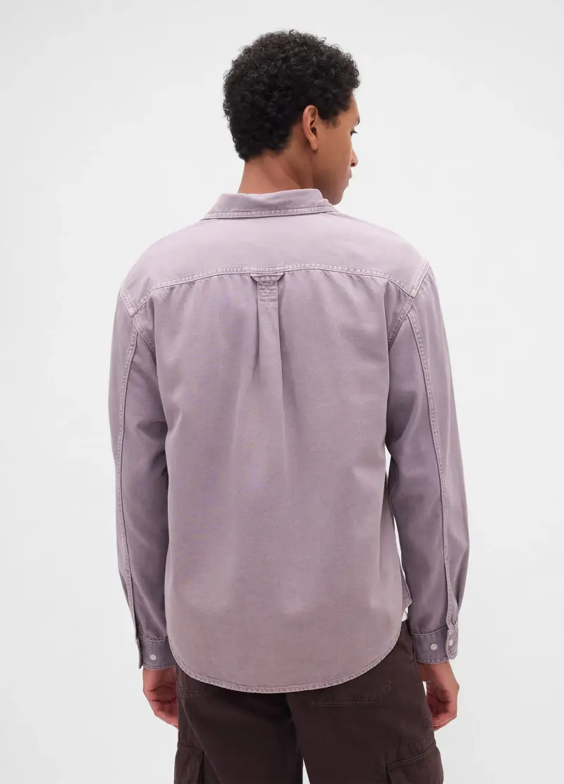 Camicia Viola A Maniche Lunghe In Misto Cotone E Lyocell, Uomo, Rosa miniatura 3
