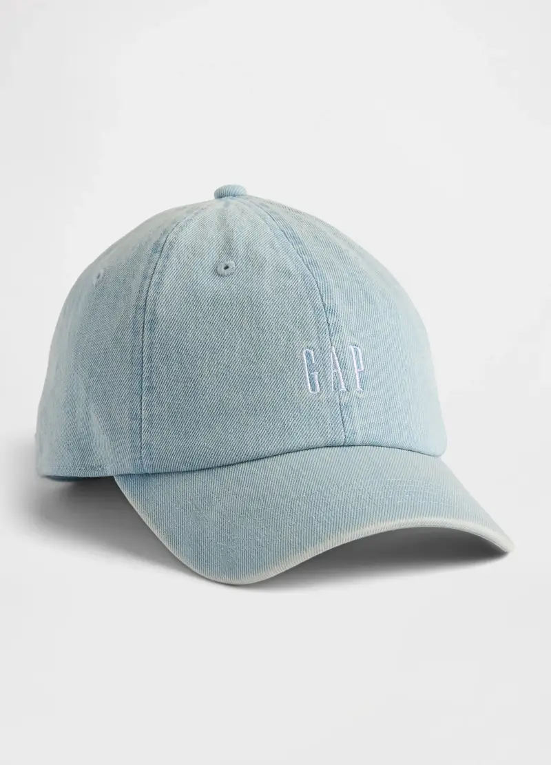 Cappello Da Baseball In Puro Cotone Denim Azzurro Con Logo, Uomo, Azzurro