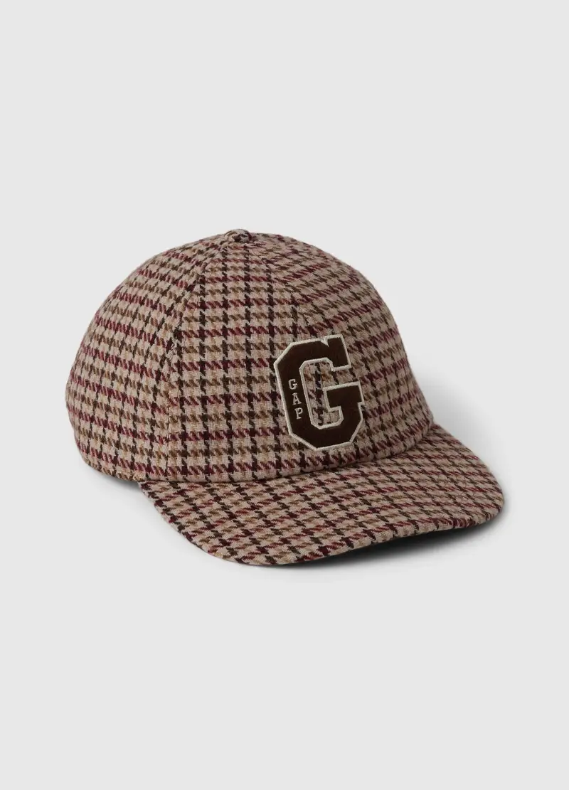 Cappello Da Baseball In Tweed Ricamo Logo, Uomo, Beige