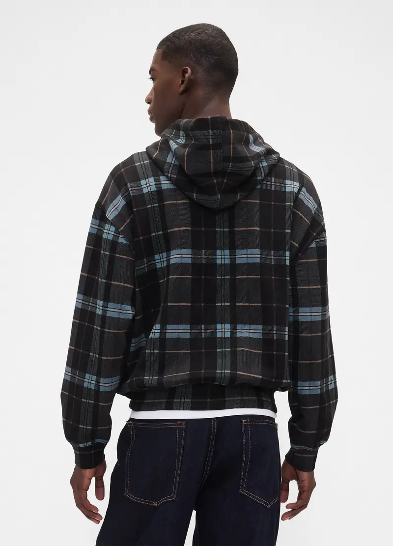 Felpa A Quadri Con Cappuccio E Logo, Uomo, Multicolor miniatura 2