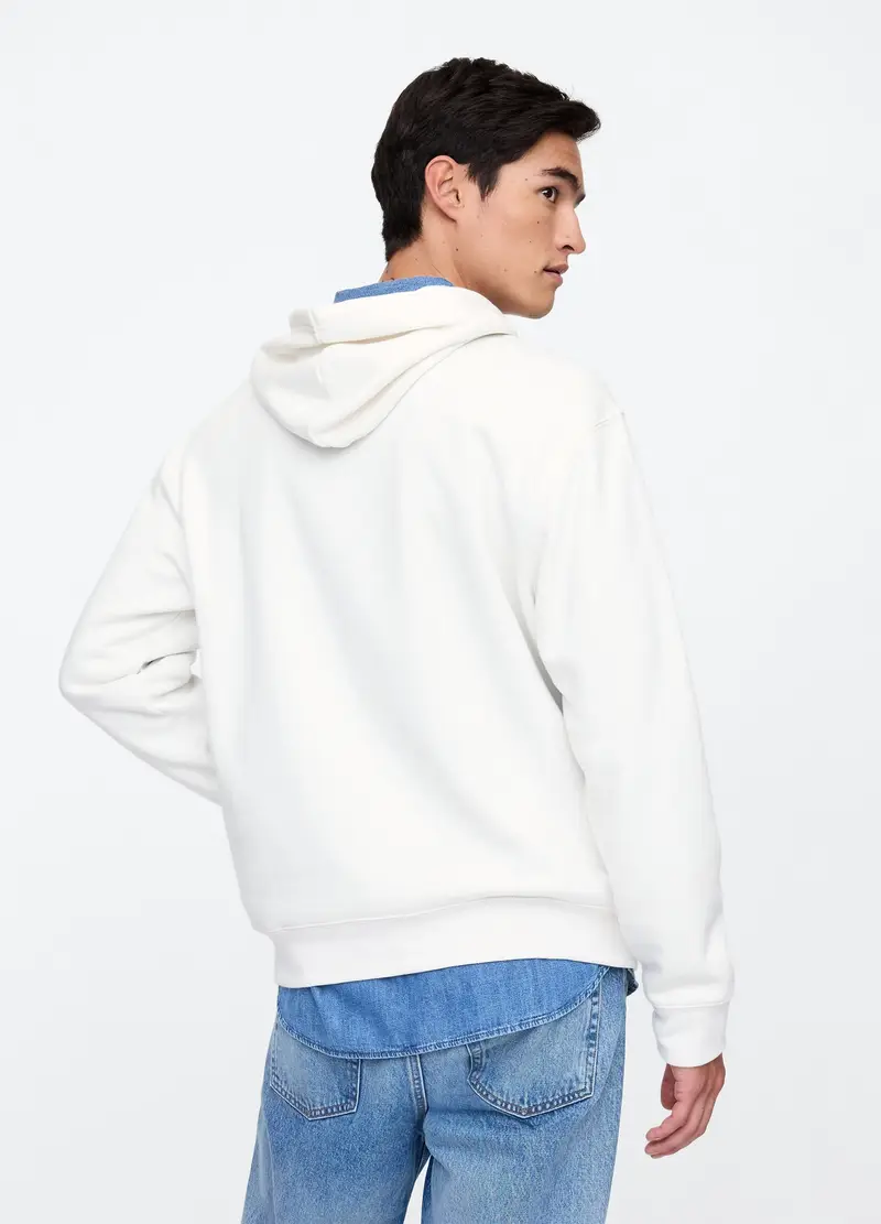 Felpa Bianca Con Cappuccio, Uomo, Bianco miniatura 3