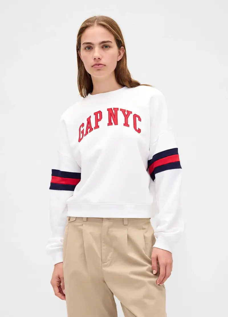 Felpa Bianca Con Logo Gap Nyc, Donna, Bianco