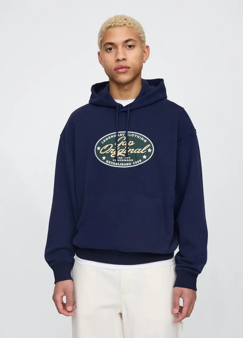 Felpa blu con cappuccio Gap Original, , Blu scuro